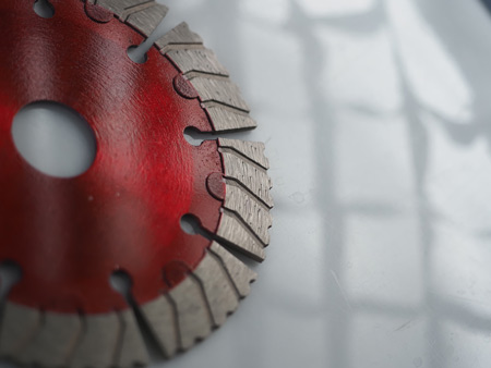 Close up of a diamond abrasive wheel