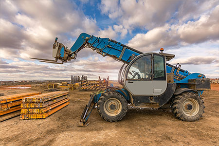 A blue telescopic handler